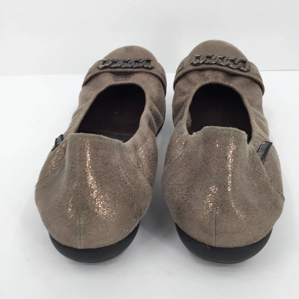 Mephisto Alison shoe crackle leather ballet flat comfort bronze chain 8